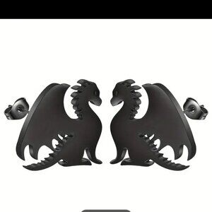 Hypoallergenic Black Stainless Steel Dragon Tiny Earrings